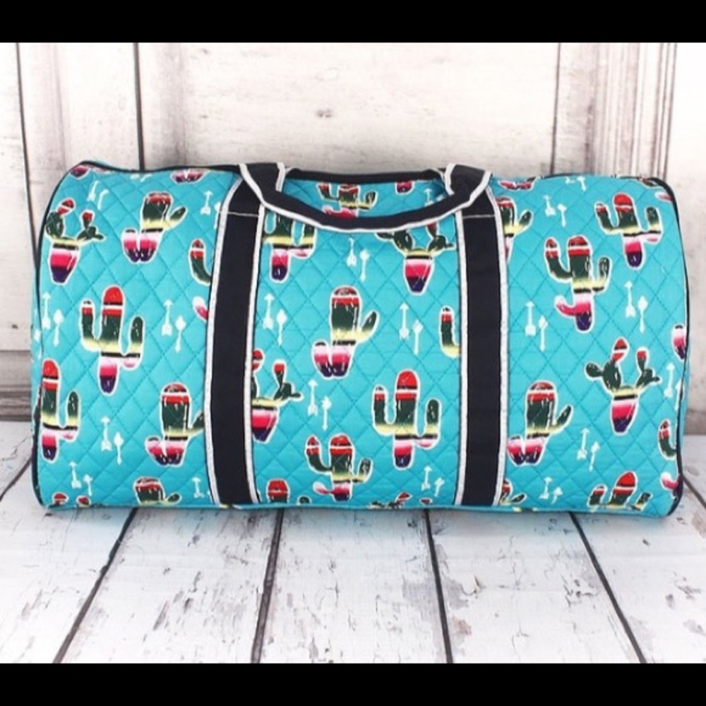 Turquoise Serape cactus duffle bag